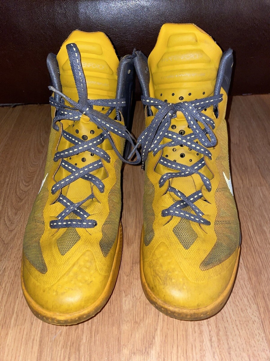 Sz 10 Yellow Nike Mens Hyperenforcer Flywire Hyperfuse Basketball - Main Image