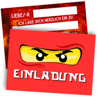 8 StüCk Ninja Einladungskarten Kindergeburtstag MäDchen & Jungen Geburtstag Rot