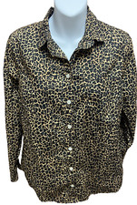 J CREW Womens Shirt Size Small Long Sleeve Button Down Animal Print Blouse Top