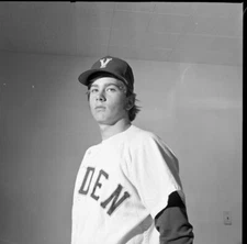 Vintage Negative B&W Med Format 1970's Yearbook Photo Teen Boy Baseball  #224
