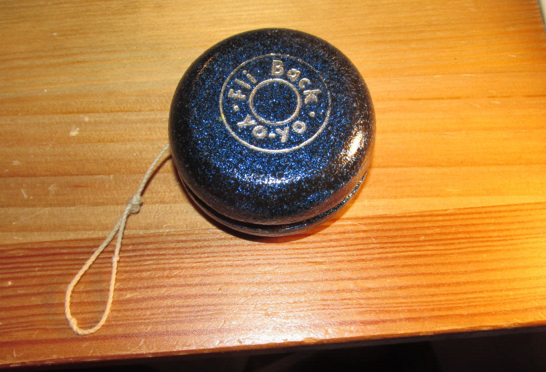 Vintage Fli-Back Yo Yo - Wooden - Blue Metallic Color | eBay