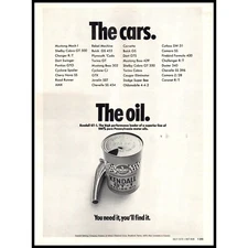 1970 Kendall GT-1 Racing Motor Oil Vintage Print Ad Can Tin Funnel Wall Art