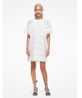 Kate Spade Eyelet Lace Shift Dress Spice Things Up Mini White Flutter Size Sm