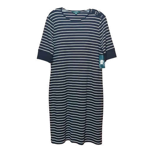 Ralph Lauren Blue Dress White Striped Dress Spaghetti Straps Cotton NWTS |  eBay