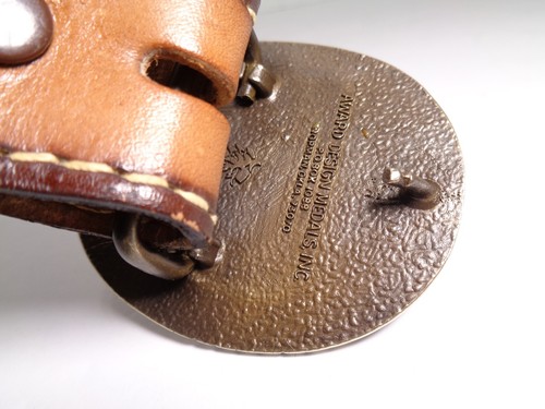 Vtg Tooled Western Belt with Award Medals Brass Buckle Customized SUE Women's L - Picture 12 of 13