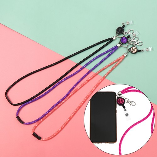Rhinestone Bling Crystal Lanyard ID Card Holder Neck Strap Clip Hanging Rope - Photo 8 sur 19