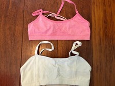 2 girls SPORTS BRAS balera hanes dance active gymnastics MEDIUM 10-12 ivory pink