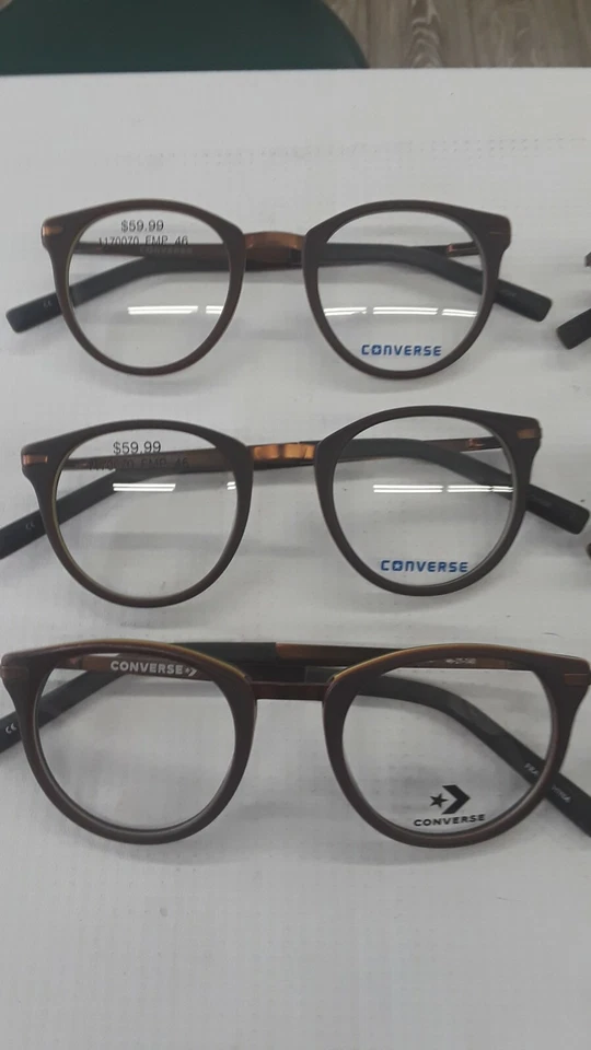 10 pares de gafas CONVERSE A218 marco de plástico marrón NUEVO 46-21-140 redondo a granel Foto 2 de 4