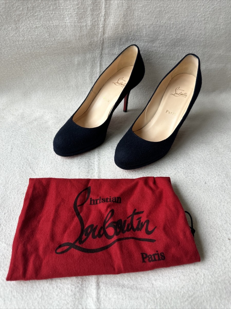 Christian Louboutin Shoes Simple High Heel Pump Navy Wool Womens