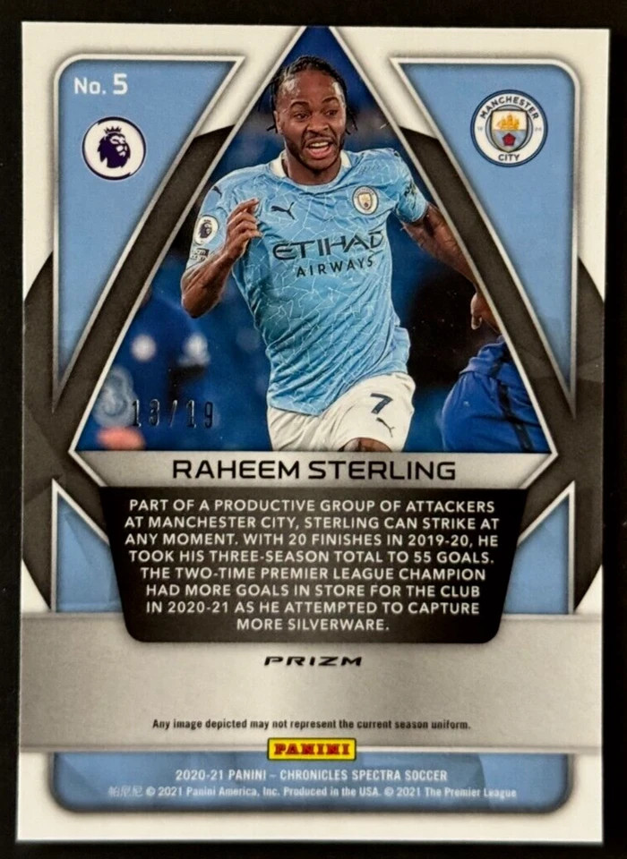 2020-21 Chronicles Spectra Raheem Sterling FOTL pink wave /19 Manchester City - Image 2 of 2