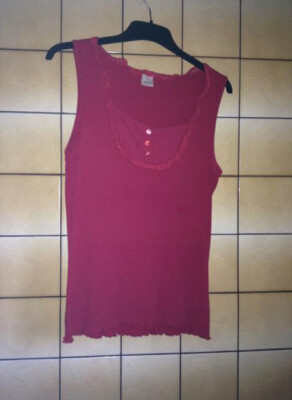 TUNIQUE ROUGE CAMAÏEU - TAILLE 44, 100% POLYESTER, COUPE DÉCONTRACTÉE, OCCASION TRÈS BON ÉTAT