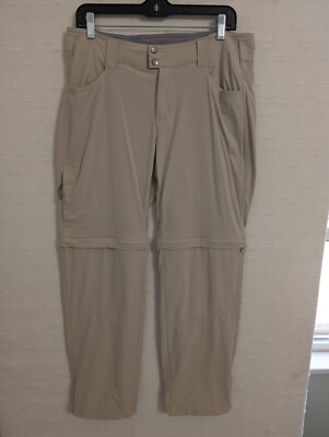 Columbia women convertible hiking pants khaki omni shield shorts 33x29 size  12