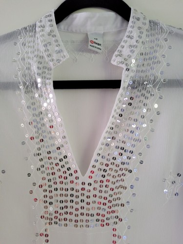 TARGET WOMENS WHITE DETAILED SUMMER COVER UP DRESS SIZE 12 - Picture 2 of 7