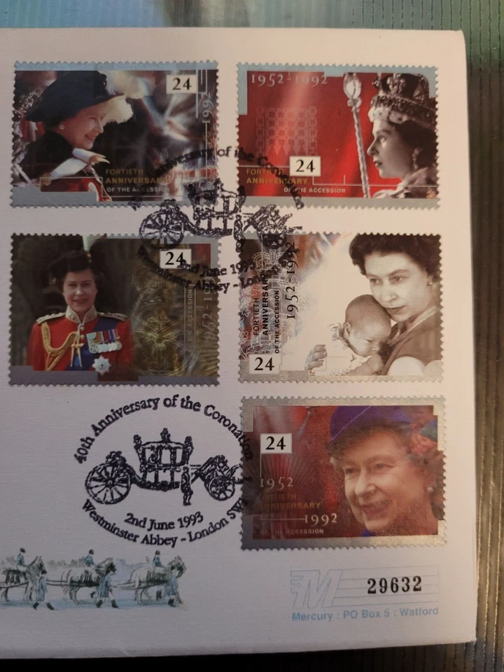 1993 Great Britain The Queen's Coronation 40th Anniversary 5 Pounds Coin Cover - Image 4 of 4