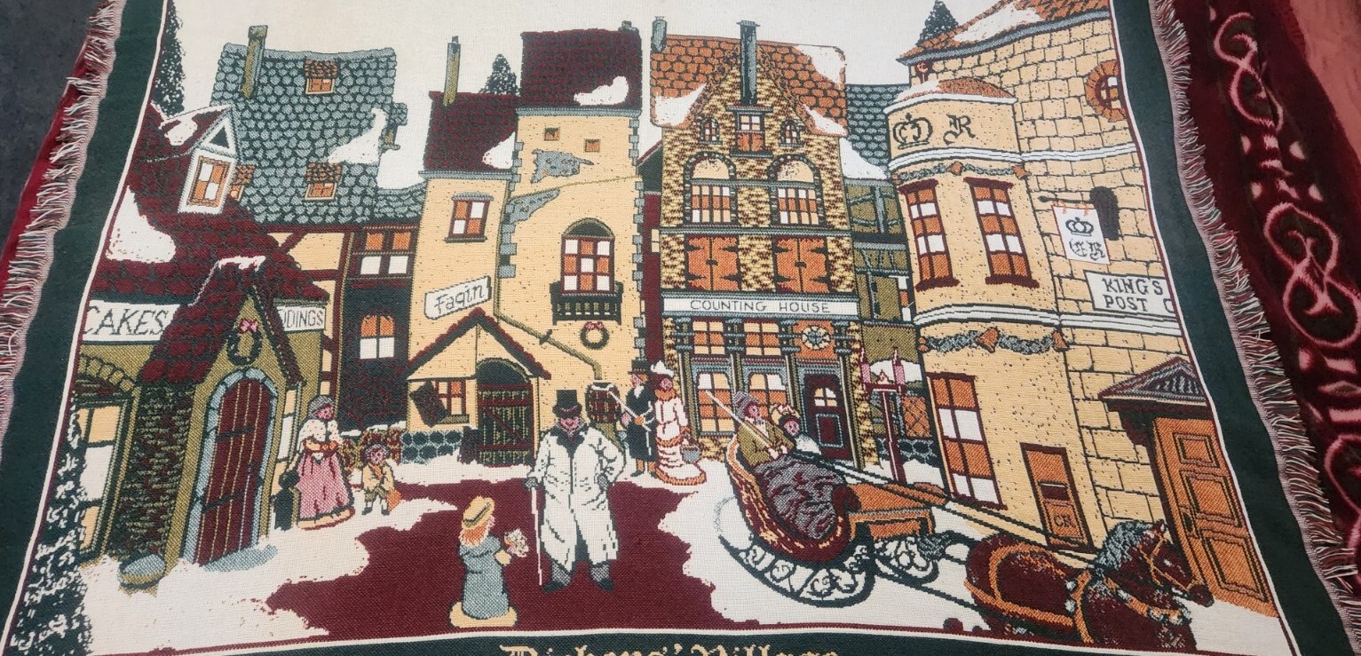 Dept 56 Dickens Village Cozy Woven Throw Blanket 64x47 Inches  