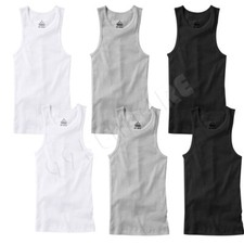 6 Pack Men Tank Top Black/White/Grey 100 Cotton Undershirt Ribbed A-Shirt