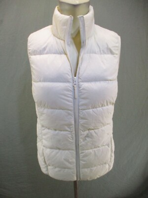 dip Size S Womens White 100% Nylon Down Full Zip Stand Collar Insulated Vest 661