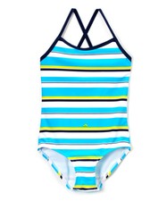 NEW KANU Surf Girls One Piece Swimsuit Aqua Stripe Toddler 2T NWT 63AC