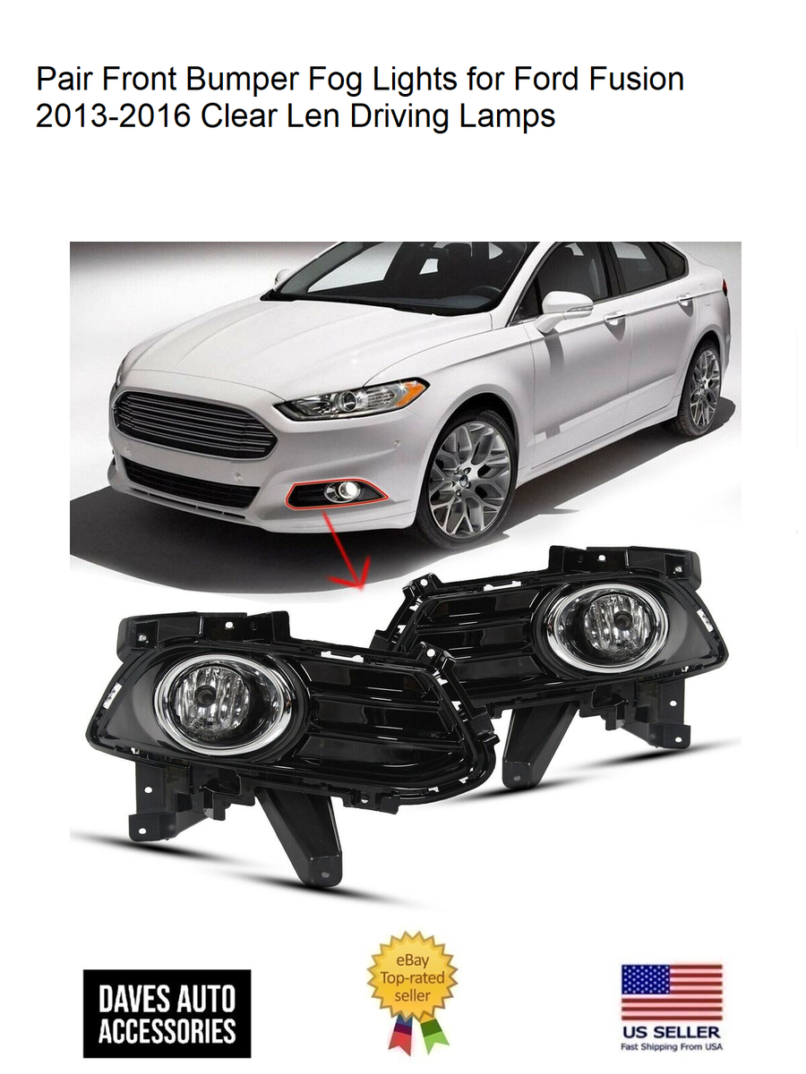 Pair Of Fog Lights For Ford Fusion 2013-2016 – Halogen, Clear Lens, Includes H11 Bulbs