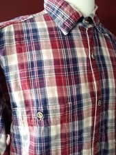 Johnston  Murphy Sz Large Heavy Cotton Plaid Button Long Sleeve Shirt Pockets