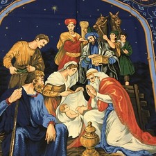 O Holy Night, Cranston Unused Fabric Panel 35X44" Nativity Christmas Sew Print