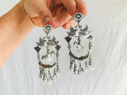 Taxco Earrings. Sterling Silver. Mexico. Frida Kahlo 2108 - Picture 2 of 6