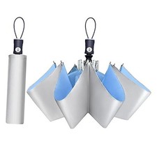 UV Sun Umbrella Compact Folding Umbrella lightweight Portable Blue plaid