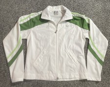 NIKE Vintage Windbreaker Full Double Zip Jacket Women  s LGE white/green EX COND