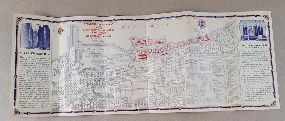 Vintage 1933 Century of Progress Chicago World's Fair Map Standard Oil Company - Image 4 of 4