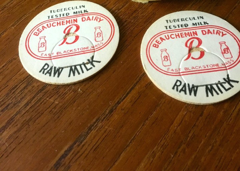 Vintage Cardboard Milk Bottle Caps (2) -Beauchemin Dairy East Blackstone, MA