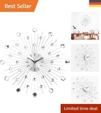 Moderne 3D Kristall Wanduhr - Elegante Silbermetall Dekoration für alle Räume