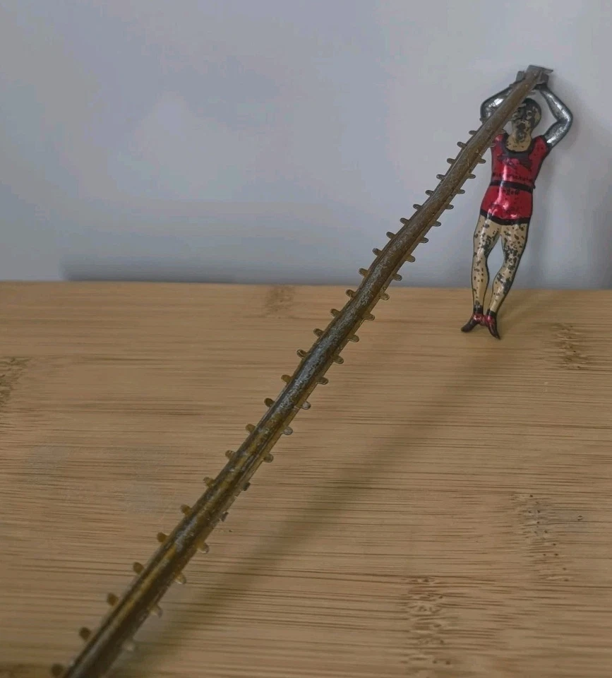 Antique Lehmann Tin Penny Toy Climbing August Acrobat, Germany 1890s. RARE.Works - Image 3 of 4
