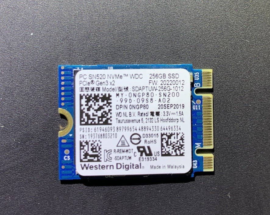 Western Digital WD SN520 256GB NVMe Drive - Model SDAPTUW-256G