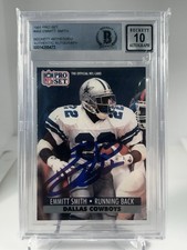 1991 Pro Set - #485 Emmitt Smith signed Dallas Cowboys Becket Authentic Auto 10