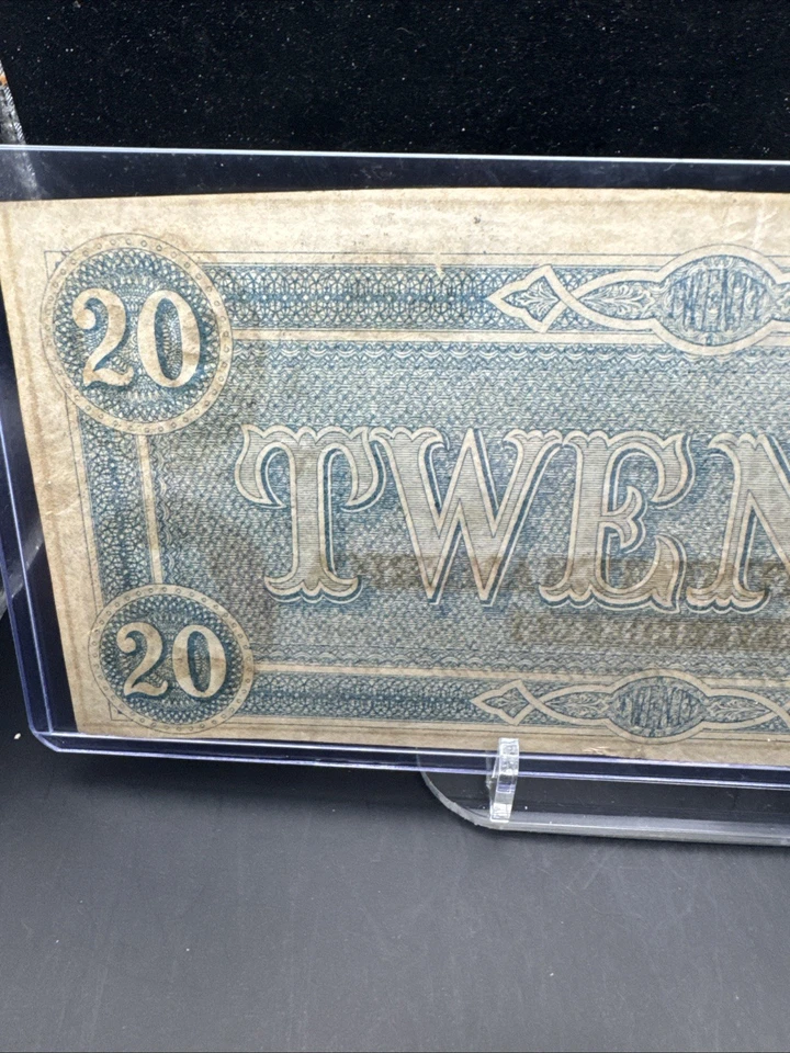 1864 $20 BEAUTIFUL Offset Transfer Print Error. Confederate States of America - Image 3 of 4