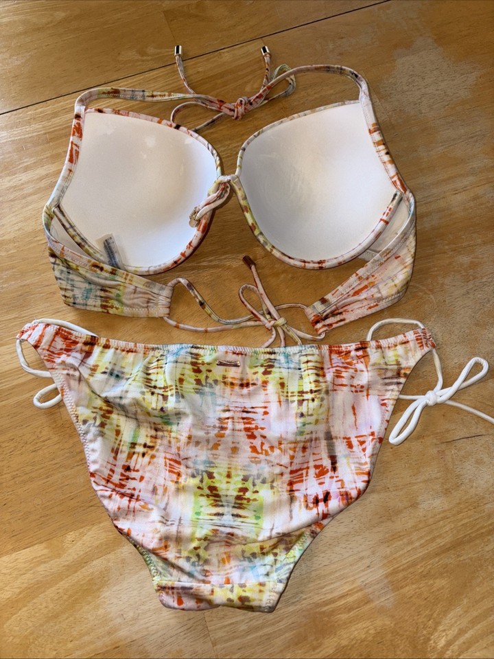 Victoria Secret Bikini Swimsuit Geo Multi Print 36D Top MED Bottom EC ...