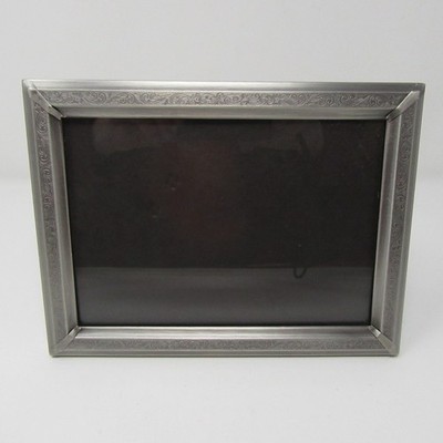 Silver Tone Engraved Floral Scroll Metal Picture Frame 7x5 Tabletop Decor Vtg