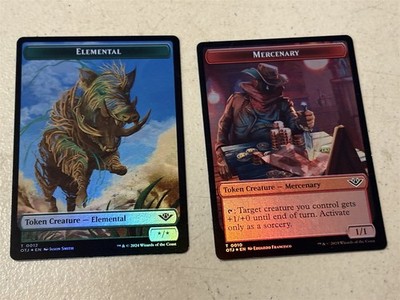 2 x mtg foil token Elemental // Mercenary, 0012/0010 Outlaws of Thunder Junction