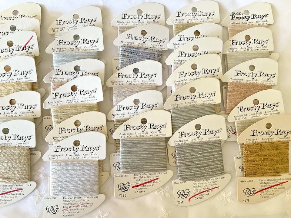 Rainbow Gallery Thread Frosty Rays Lot of 34 Metallic Assted Colors Silver Beige - Image 4 of 4