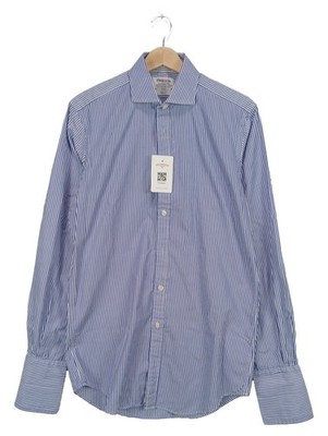 T.M.Lewin Herren Business Hemd Langarm Blau Gestreift Gr. 36 S 100% Baumwolle