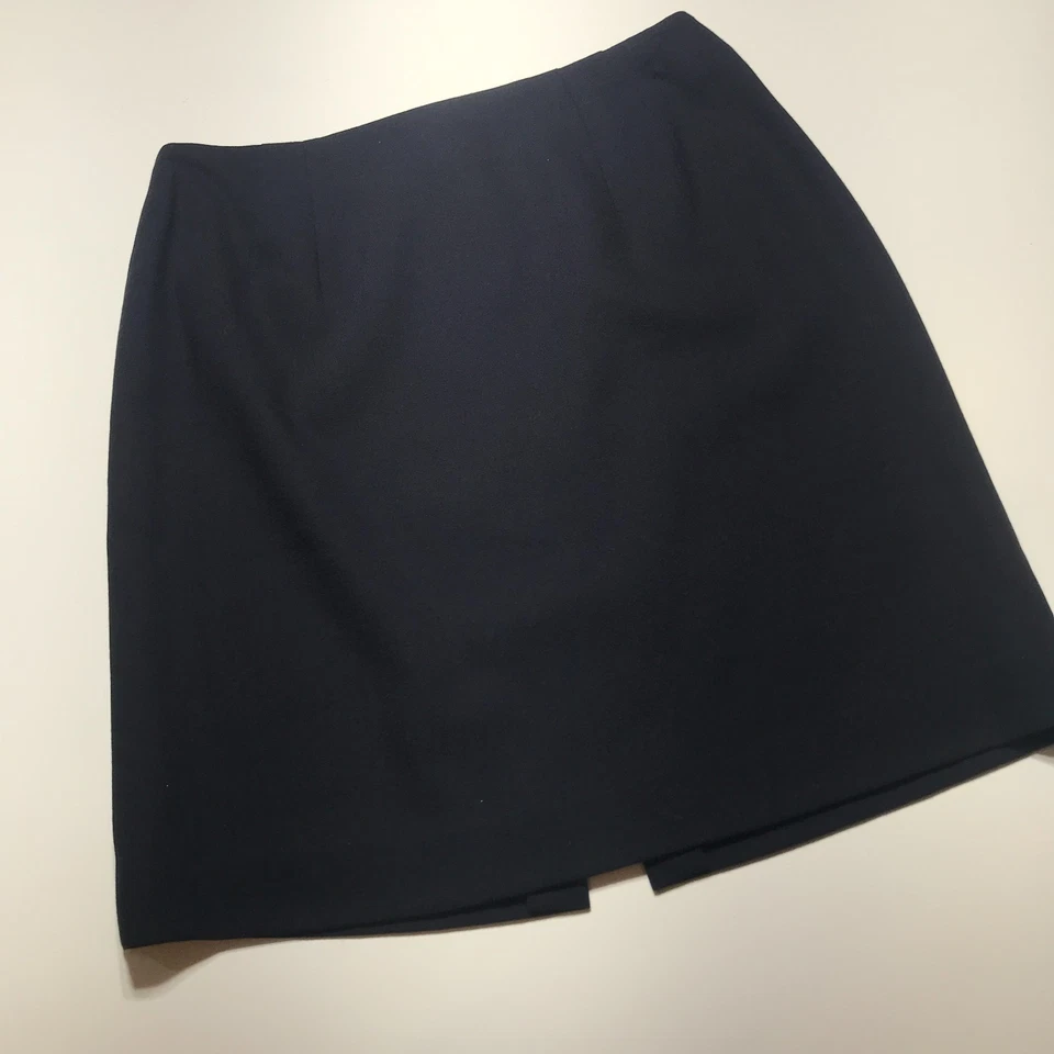 Marca de lana pura Amanda Smith Petites talla 10P carrera recta sin planchar azul marino oscuro Foto 2 de 4