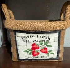 Vintage Plant City, FL Strawberry Woven Basket W/ Handles Florida Festival Farm