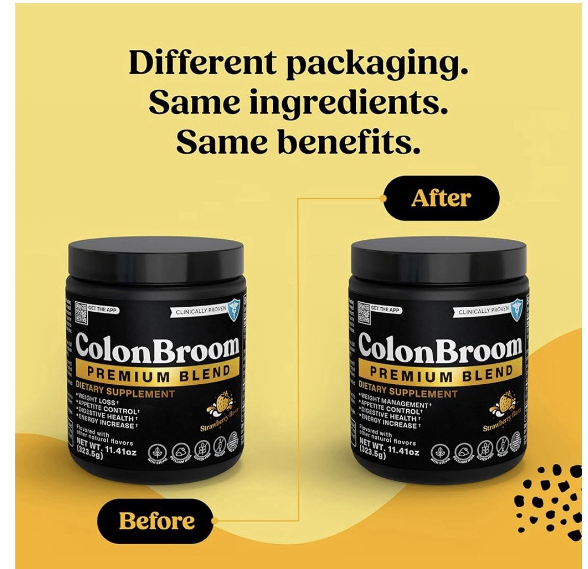Colon Broom Premium Blend Supplement Powder Strawberry Flavor