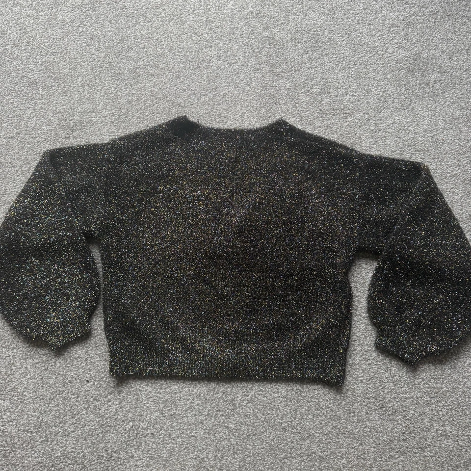 Oliver Bonas Rainbow Sparkle Black Knitted Cardigan Size UK 8 Party Cocktail - Image 2 of 4