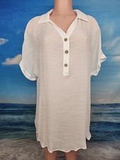 Nwt CUPSHE Women's White Collared Cover-Up SIZE Medium.