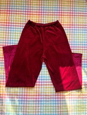 Vintage 1960s 1970s Red Crushed Velvet Elastic Stretch Flare Pants Hippie Size S