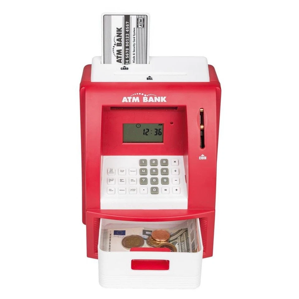 Idena 50021 - Digitale Spardose Geldautomat mit Sound Rot inkl. Bankkarte Pin - Bild 2 von 4