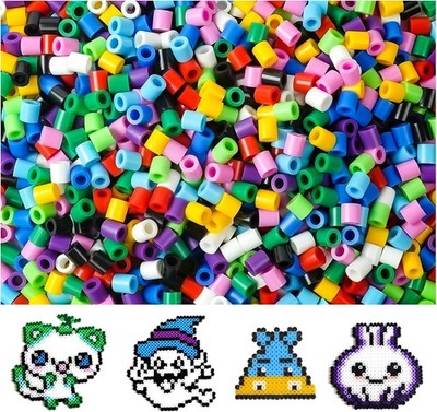 Bügelperlen Set für Kinder, 1100 Stück, 10 mm, Volltonfarben Mix, DIY-Perlen