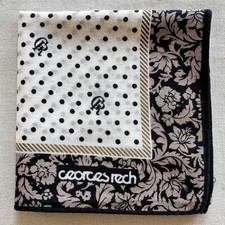 VTG Handkerchief Cotton Polka Dot  Floral Flourish Oriental Pocket Square 18" J