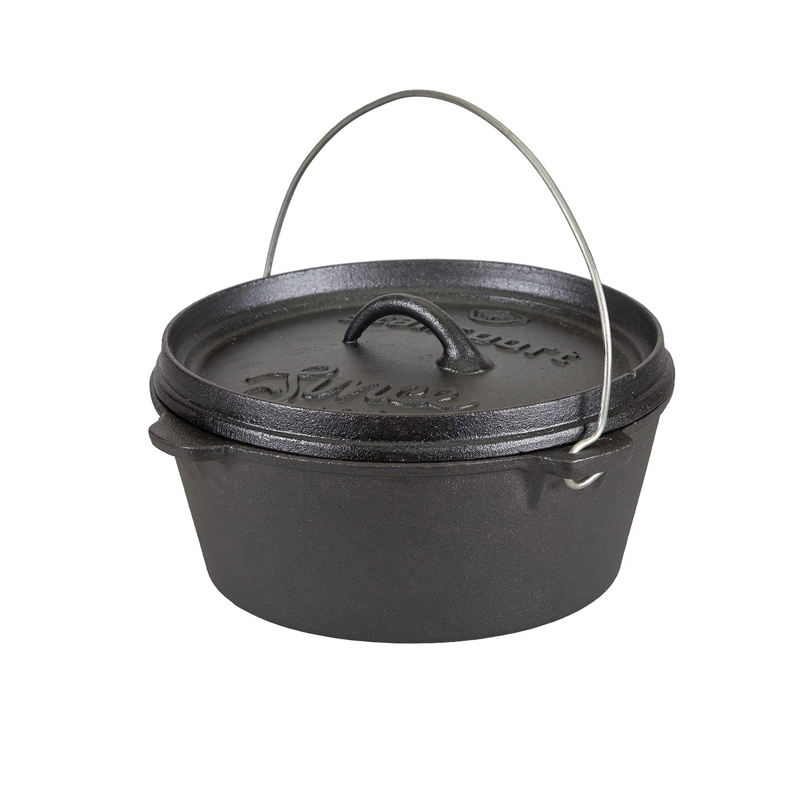 Stansport's Cast Iron Dutch Oven with Lid (16023) - Large 4 4 QT, Dark Grey